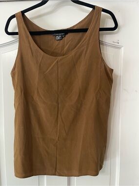 Eileen Fisher Brown Tank Top - Scoop Neck Sleeveless Shell
